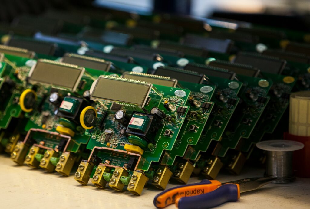 stacked rows of printed circuit boards