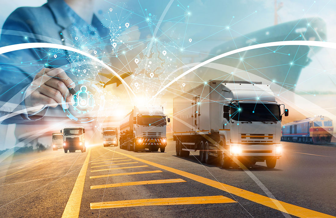 Transport and logistic concept, Manager and engineer checking and control logistic network distribution and customer data for logistic Import export on global network background Transport and logistic concept, Manager and engineer checking and control logistic network distribution and customer data for logistic Import export on global network background