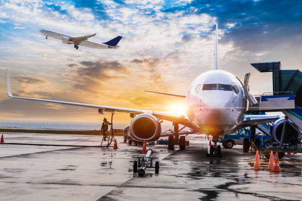 Passenger airplane getting ready for flight Passenger airplane getting ready for flight